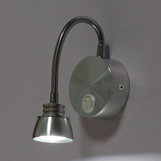Modern Aluminum Reading Wall Lamp With Adjustable Arm - Led Chrome Light Sconce / Warm Switch
