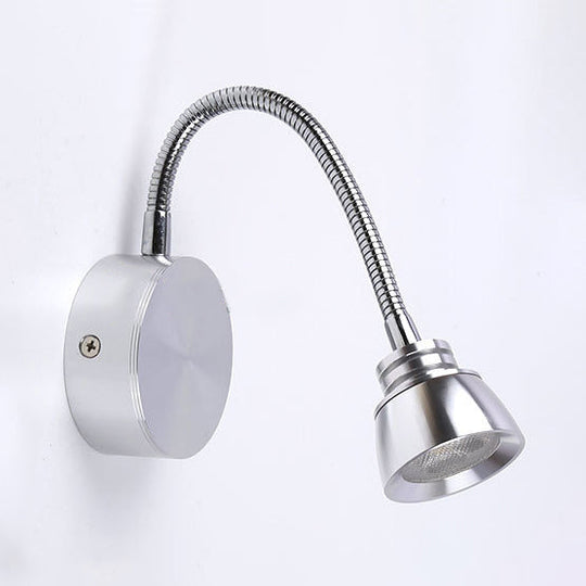 Modern Aluminum Reading Wall Lamp With Adjustable Arm - Led Chrome Light Sconce / White No Switch