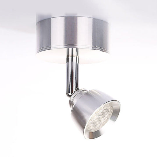 Modern 1-Light Chrome Corridor Wall Sconce With Dome Metal Shade In Warm/White Light / Warm No