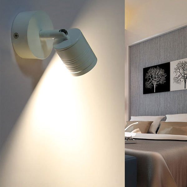 White Cylinder Led Wall Sconce Lamp For Bedside - Simple Style Metal Light Fixture In Warm/White