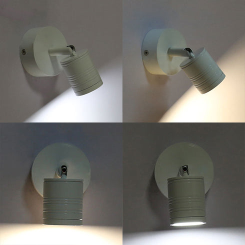 White Cylinder Led Wall Sconce Lamp For Bedside - Simple Style Metal Light Fixture In Warm/White