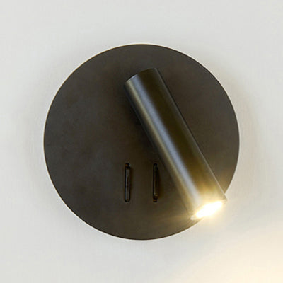 Sleek Metallic Led Tube Wall Sconce With Round Backplate For Living Room - Black/White Warm/White