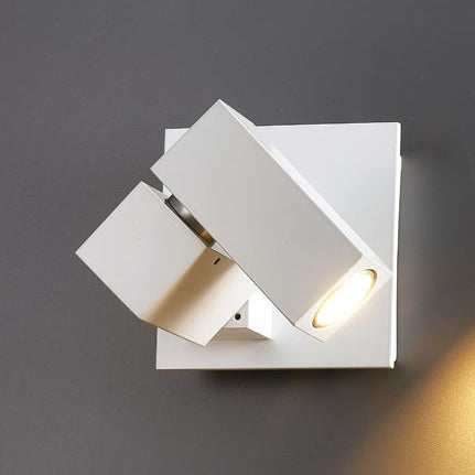 Modern Metallic Adjustable Cube Shade Led Wall Light Fixture | Black/White Living Room Spotlight