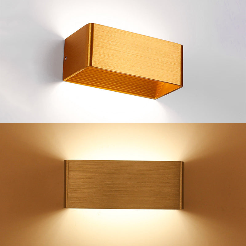 Rectangular Metal Wall Mounted Lamp - Modernist 8/12 Wide Led Up & Down Lighting In Gold/Black/White