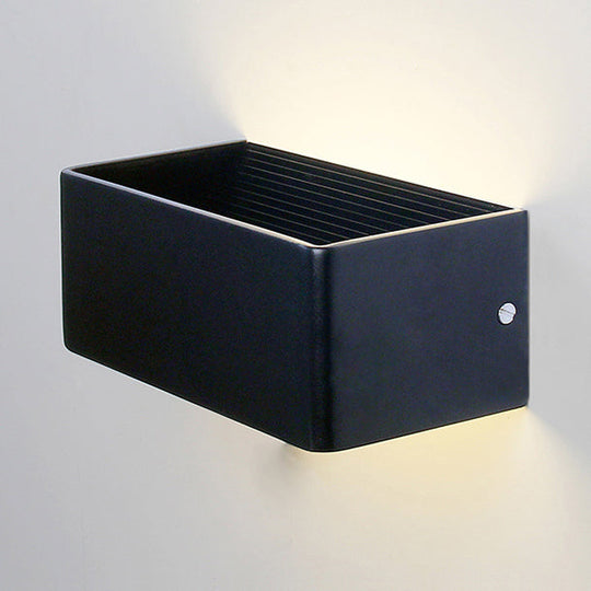Rectangular Metal Wall Mounted Lamp - Modernist 8/12 Wide Led Up & Down Lighting In Gold/Black/White