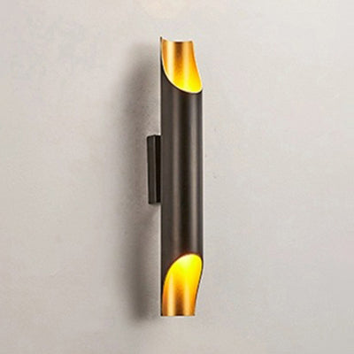 Modern Gold/Black/White Pipe Wall Light Sconce - 2/4 Lights Metal Mounted For Living Room 2 / Black