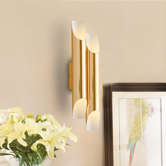 Modern Gold/Black/White Pipe Wall Light Sconce - 2/4 Lights Metal Mounted For Living Room 4 / Gold