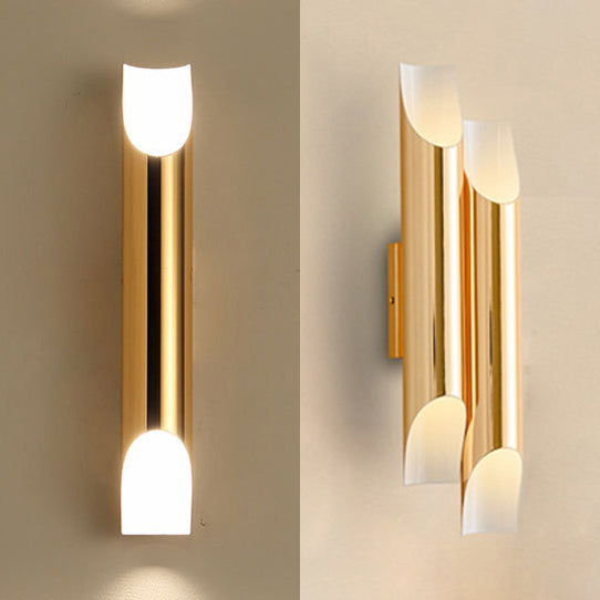 Modern Gold/Black/White Pipe Wall Light Sconce - 2/4 Lights Metal Mounted For Living Room