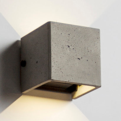Nordic Style Cement Wall Sconce - 4/8 Wide Cube Light In 1 Grey