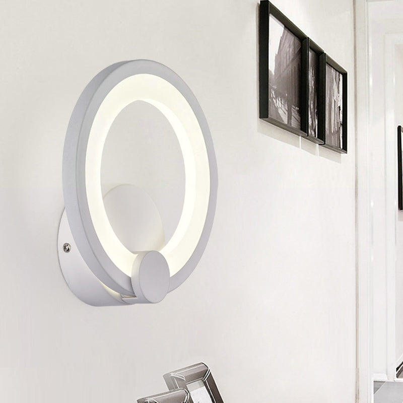 Modern Led Acrylic Sconce Light - 7.5/10 Diameter White Wall Lamp In Warm/White