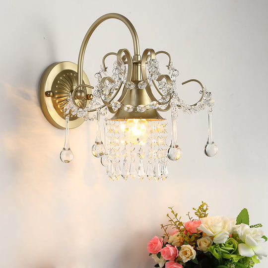 Contemporary Geometric Crystal Gold Wall Sconce Elegant 1-Head Mount Light