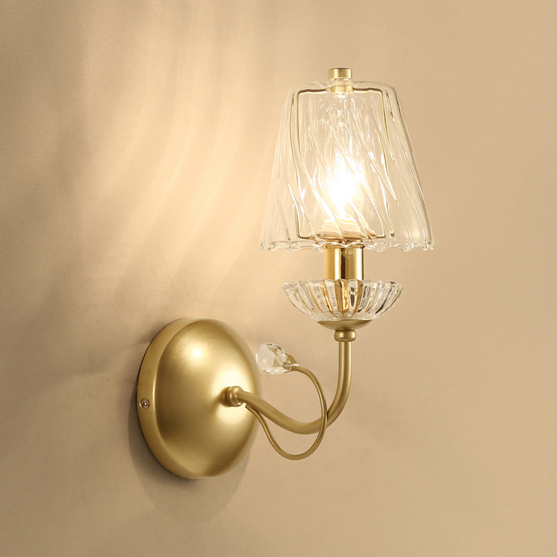 Modern Glass Conical Sconce: Gold Wall Mounted Lamp For Great Rooms