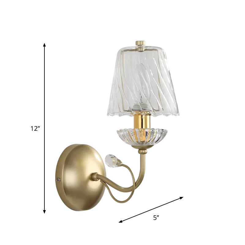 Modern Glass Conical Sconce: Gold Wall Mounted Lamp For Great Rooms