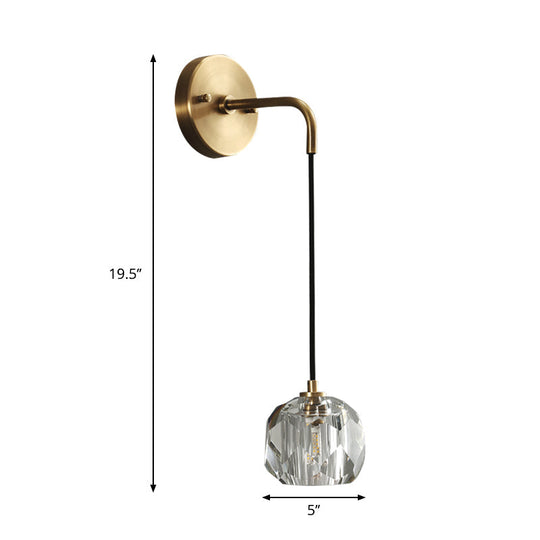 Contemporary Crystal Wall Lamp Gold Globe Sconce Light Fixture