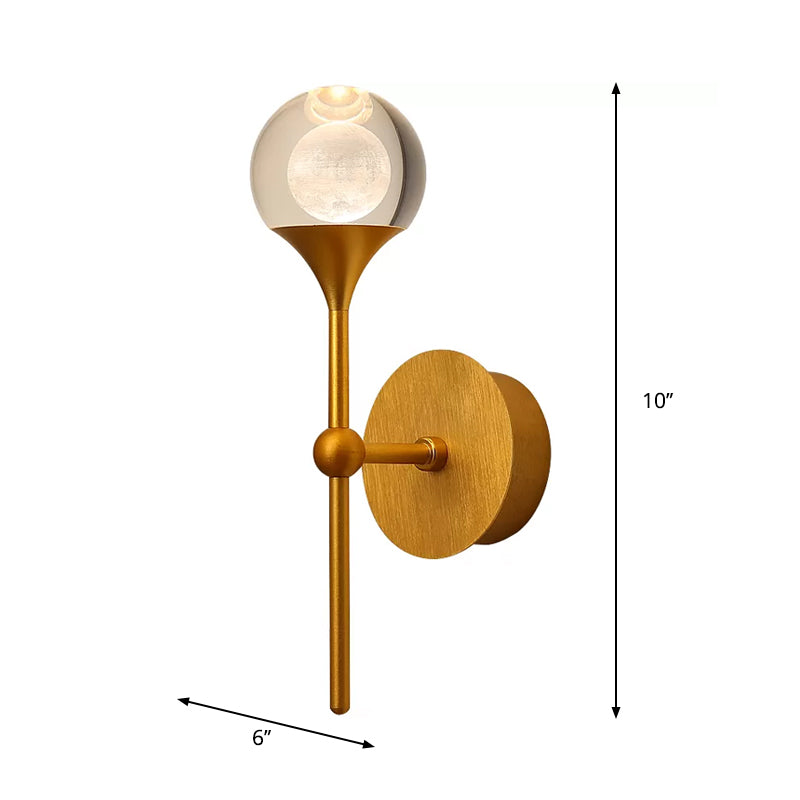 Traditional Gold Crystal Led Wallchiere: Elegant Wall Mounted Bedchamber Light Fixture