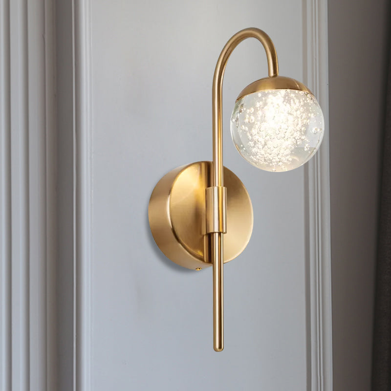 Modern Crystal Spherical Wall Sconce With Gold Finish For Great Room Lighting 1 /