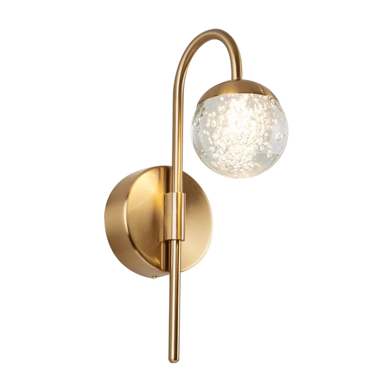 Modern Crystal Spherical Wall Sconce With Gold Finish For Great Room Lighting