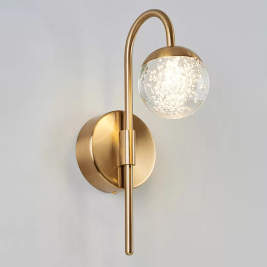Modern Crystal Spherical Wall Sconce With Gold Finish For Great Room Lighting