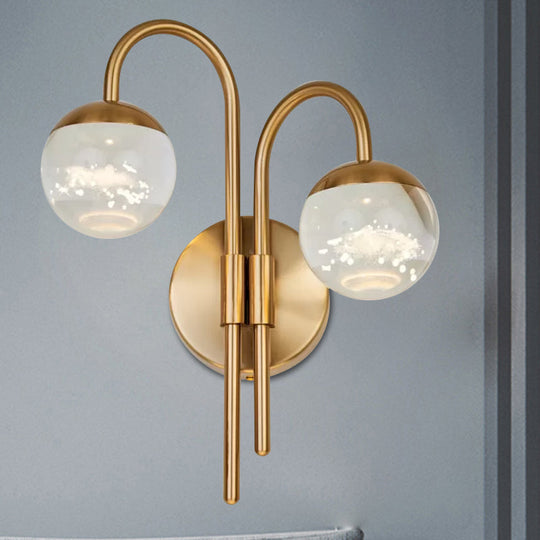 Modern Crystal Spherical Wall Sconce With Gold Finish For Great Room Lighting 2 /