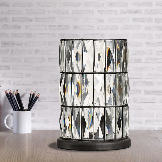 Rastaban - Modern Barrel Crystal Night Table Lamp - Black | Enhance your sleeping