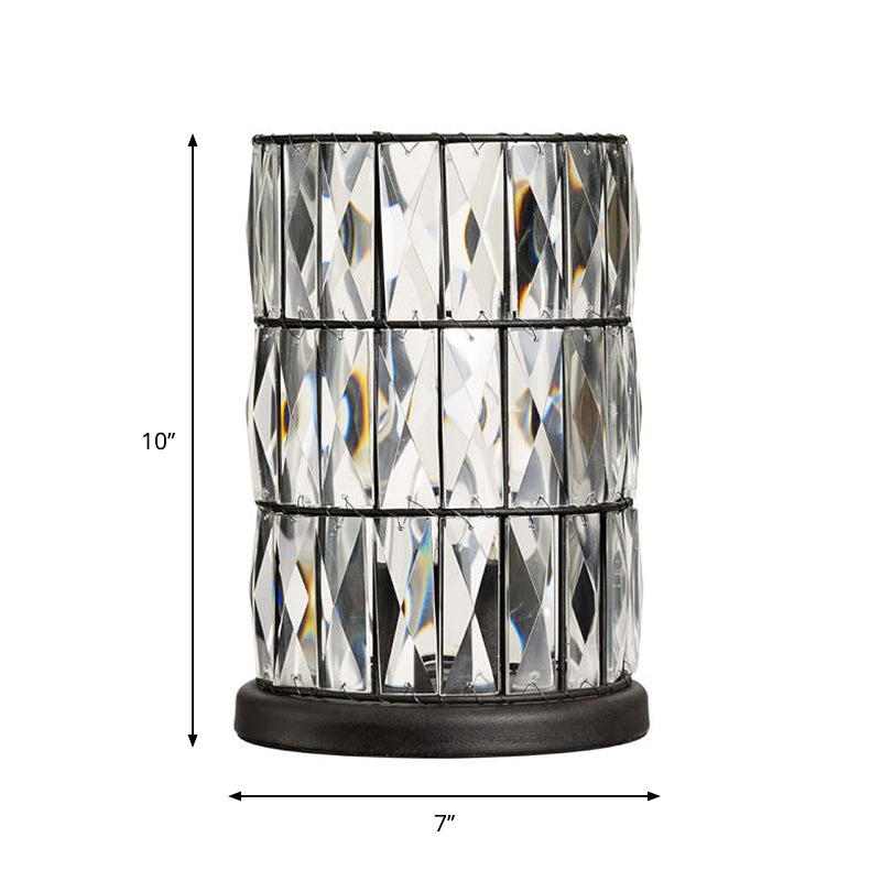 Rastaban - Modern Barrel Crystal Night Table Lamp - Black | Enhance your sleeping