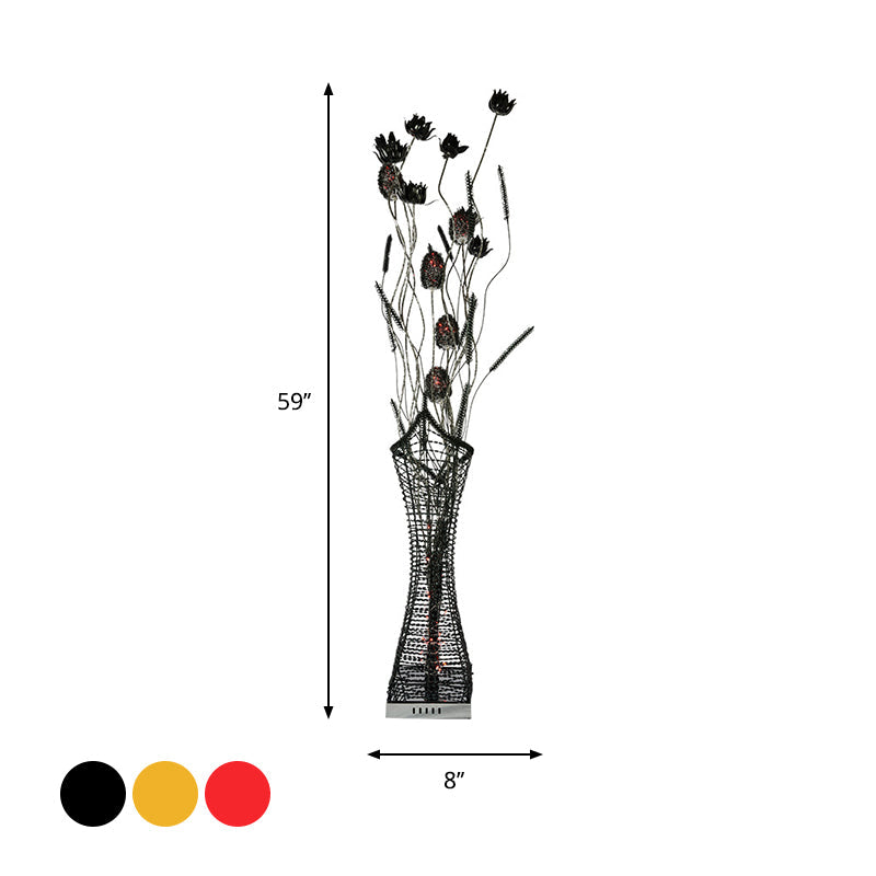 Art Decor Entwing Branch Led Floor Lamp With Geometric Base - Gold/Black/Red