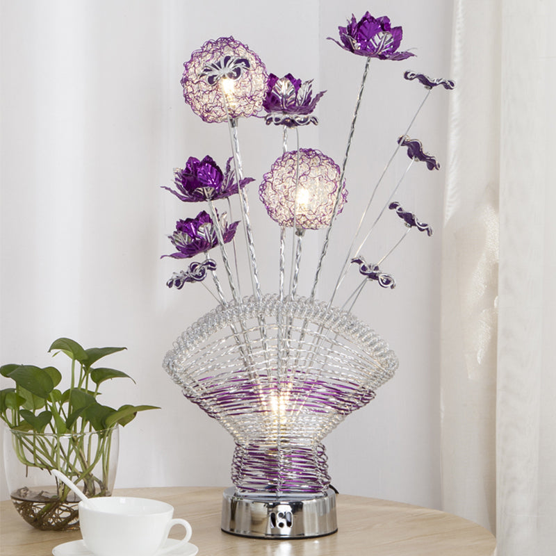 Albaldah - Aluminum Table Lamp with Rose and Dandelion Decor