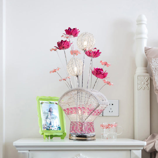 Albaldah - Aluminum Table Lamp with Rose and Dandelion Decor