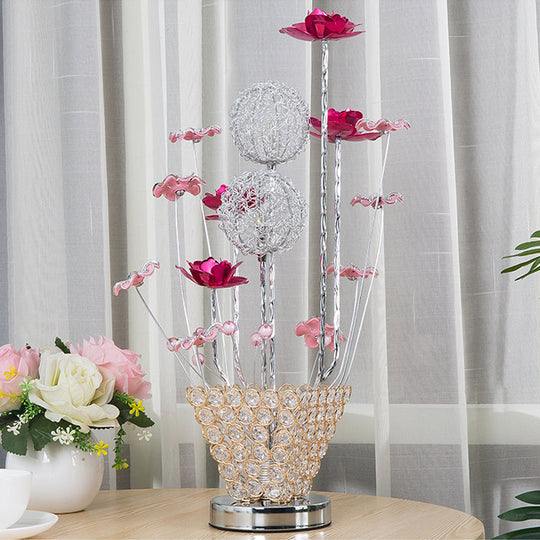 Rose & Dandelion Led Night Light With Crystal Vase - Art Decor Desk Lighting (Gold) Gold / A