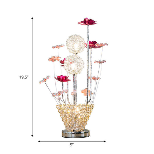 Stella - Golden Art Decor Rose and Dandelion Night Light LED Ironic Desk Lighting with Inserted Crystal Vase in Gold