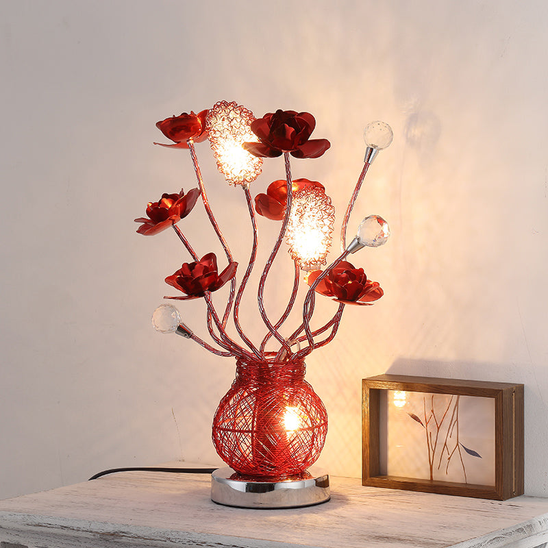 Madison - LED Flower Nightstand Lamp with Jar Base