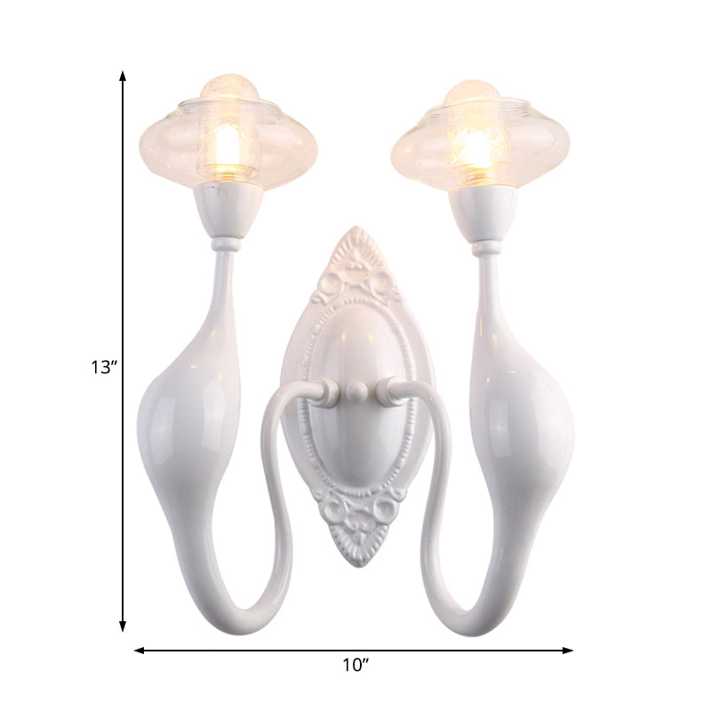 Modern White Led Wall Sconce Light Fixture - Oval Glass Dolphin-Shaped Arm