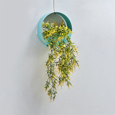 Nordic Floral Wall String Light With Hanging Rope - Metal Base Fairy For Cafe & Tea Shop Malt Grass
