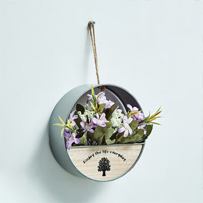 Nordic Flower/Plant String Light With Wood Circle/House Shelf - Perfect For Cafe And Tea Shop
