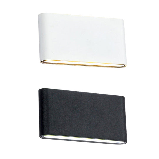 Modern Black/White Rectangular Led Wall Sconce For Hallway Warm/White Light Aluminum Construction