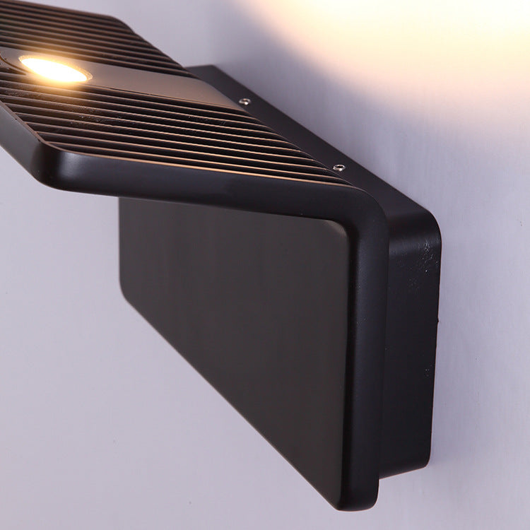 Contemporary Aluminum Led Wall Lamp - 4/8 Wide Bend Square Sconce Light Fixture In Black/White