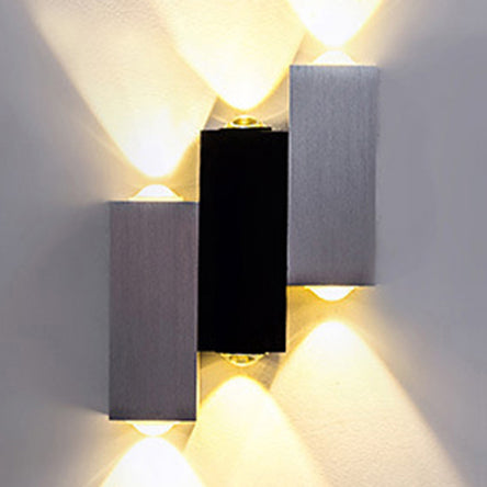Modern Aluminum Led Wall Sconce In Gray For Porch - Cubic Design Warm/White Lighting