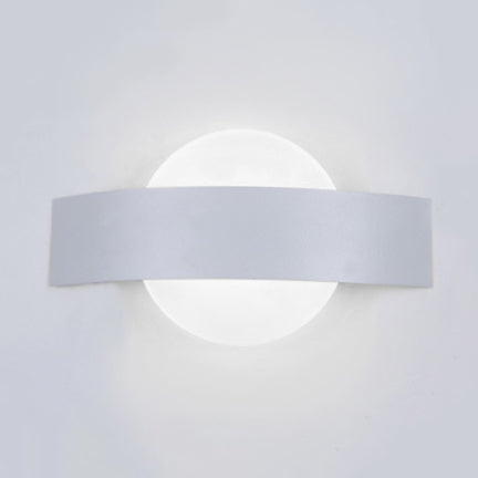 Modern Acrylic Led Wall Sconce With Metal Backplate In Black/White Finish And White/Warm Lighting
