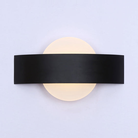 Modern Acrylic Led Wall Sconce With Metal Backplate In Black/White Finish And White/Warm Lighting