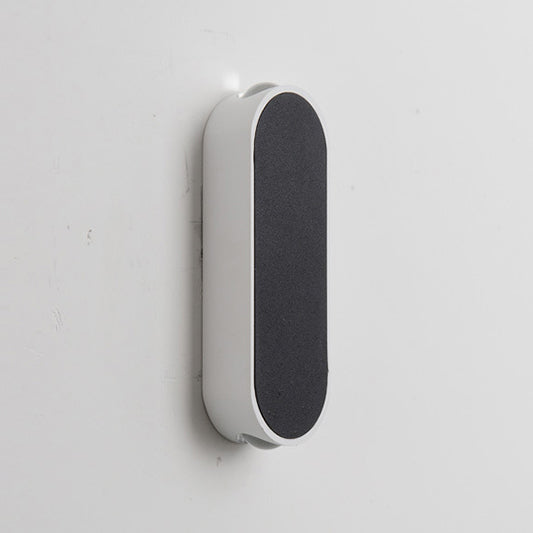 Modern Oval Led Wall Sconce Light - Sleek Black Aluminum Design Warm/White Lighting For Bedroom