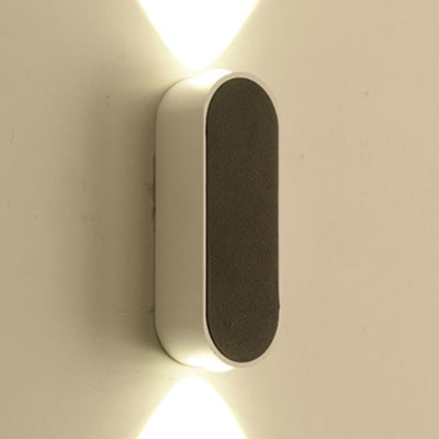 Modern Oval Led Wall Sconce Light - Sleek Black Aluminum Design Warm/White Lighting For Bedroom /