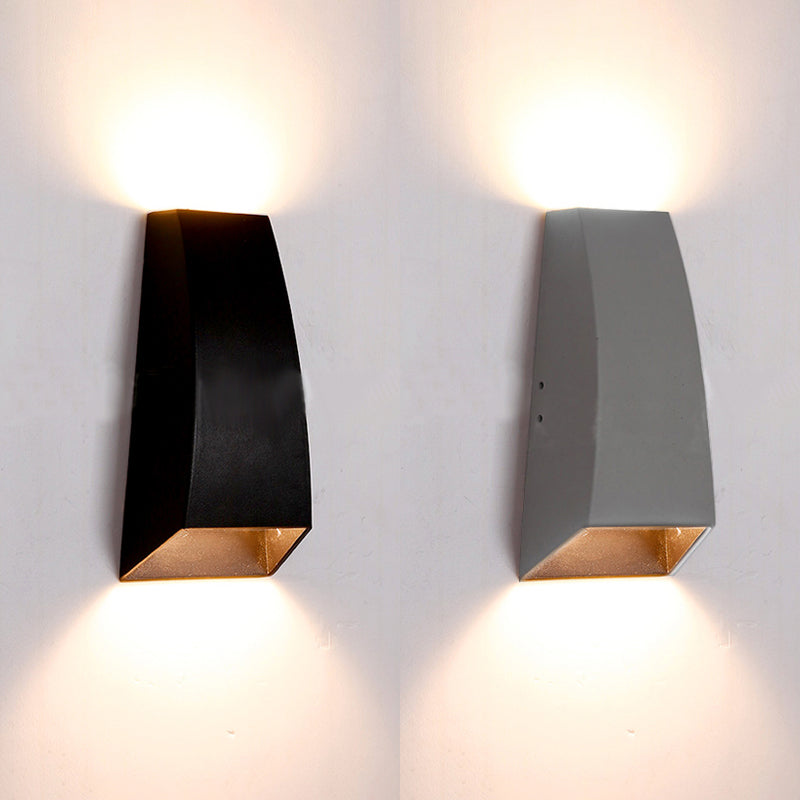 Geometric Wall Sconce Lamp - Modern Led Aluminum Light Fixture In Black/Gray With White/Warm