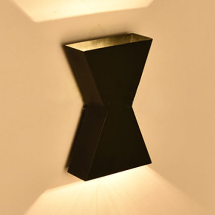 Contemporary Led Metal Wall Lamp With Black/White Hourglass Shade And White/Warm Lighting