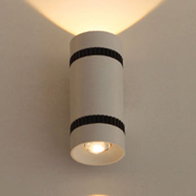 Contemporary 2-Head White Cylinder Wall Light Sconce - Outdoor Aluminum Lamp