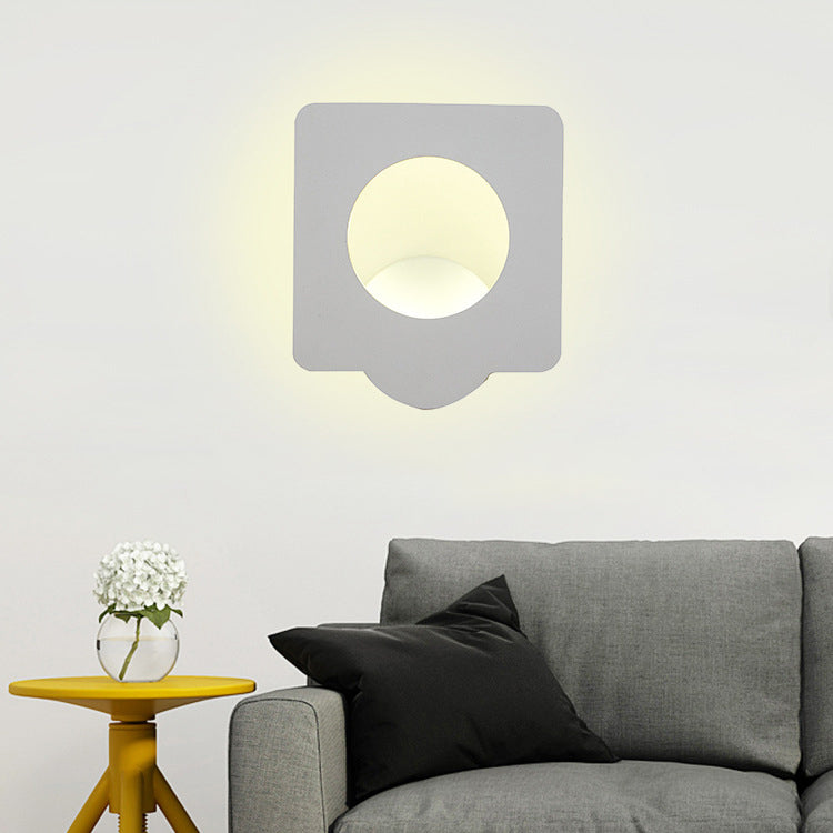 Minimalist Aluminum Led Wall Sconce In Circle/Square Shape - Warm/Natural Lighting