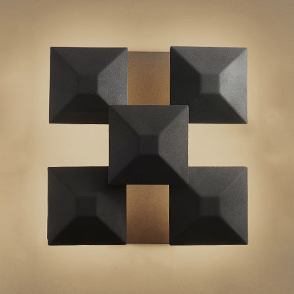 Modernist 1/3-Light Sconce With Metal Shade: Geometric Wall Lamp In Black/White Design For Stairway