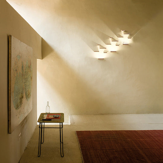 Sleek White Wall Washer Light: Simplistic Metallic Sconce For Stairway Illumination