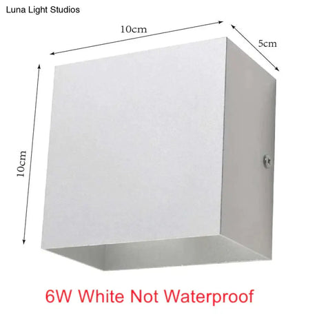 12W Dimmable Cob Modern Brief Cube Adjustable Surface Mounted Led Wall Lamp Outdoor Waterproof