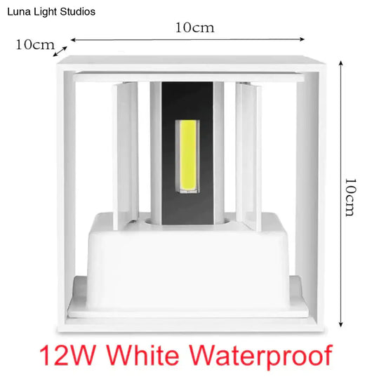 12W Dimmable Cob Modern Brief Cube Adjustable Surface Mounted Led Wall Lamp Outdoor Waterproof