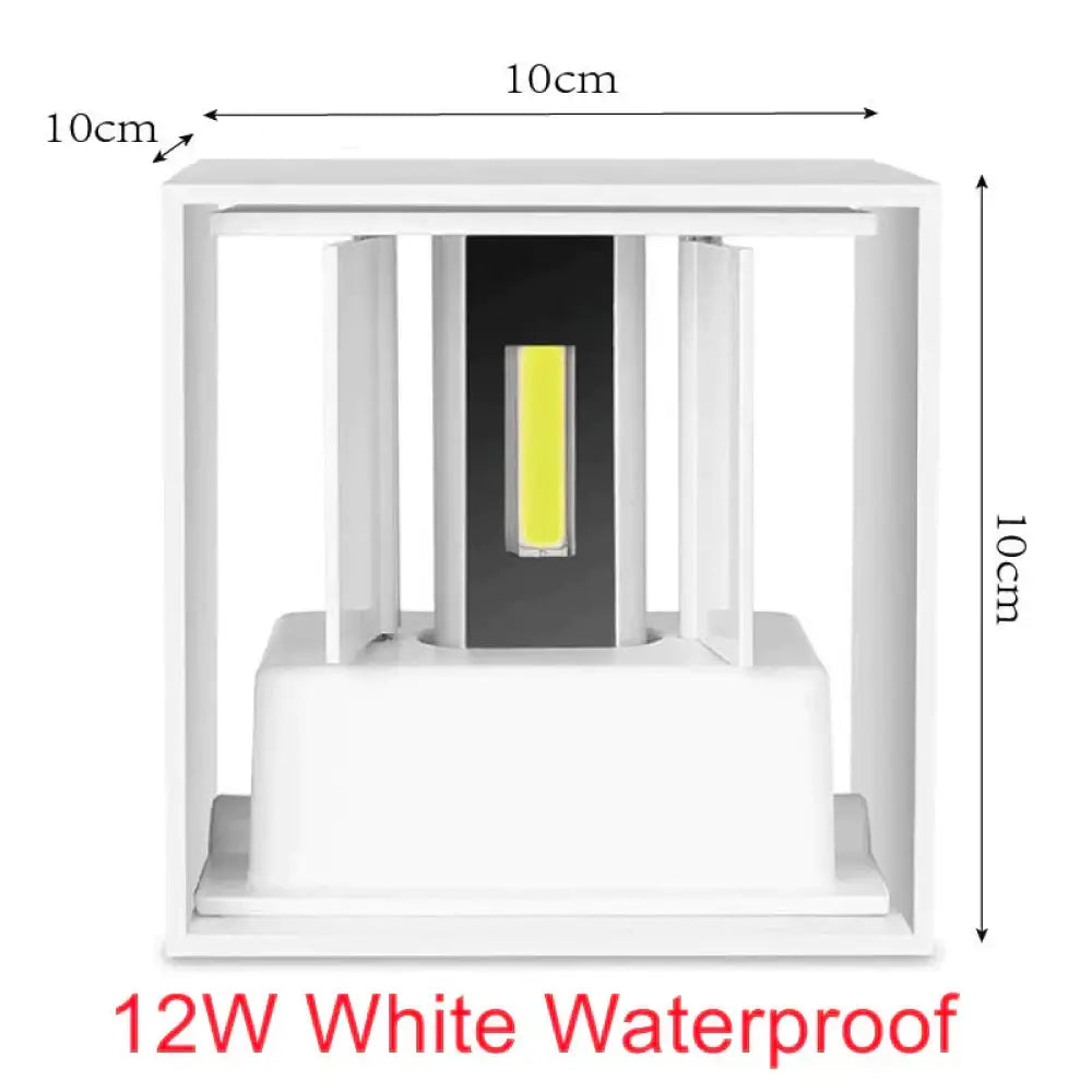 12W Dimmable Cob Modern Brief Cube Adjustable Surface Mounted Led Wall Lamp Outdoor Waterproof